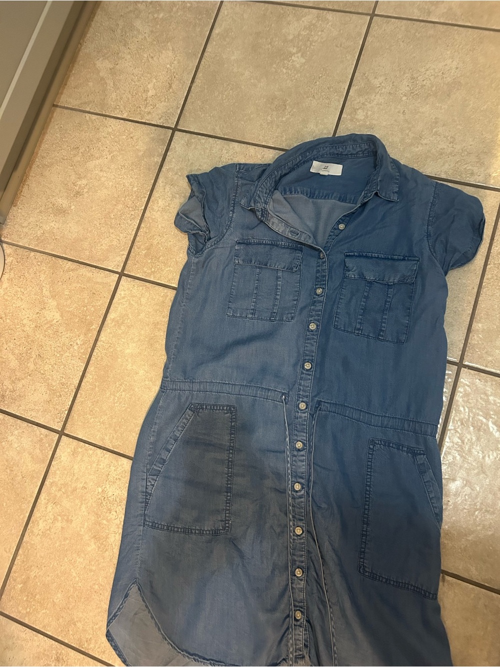 Casual Blue Denim Shirt Dress - Unbranded